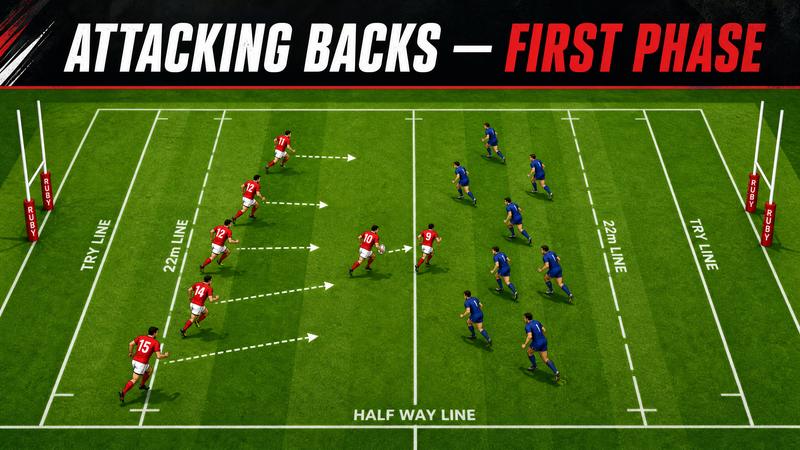 Attacking Backs: Wide Shift off First Phase