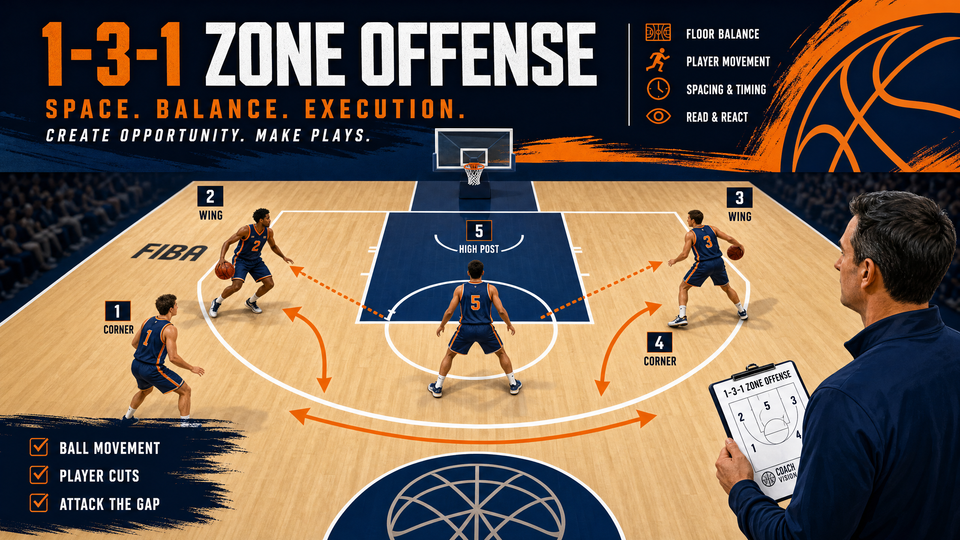 Mastering the 1-3-1 Zone Offense: Overload & High-Low Action
