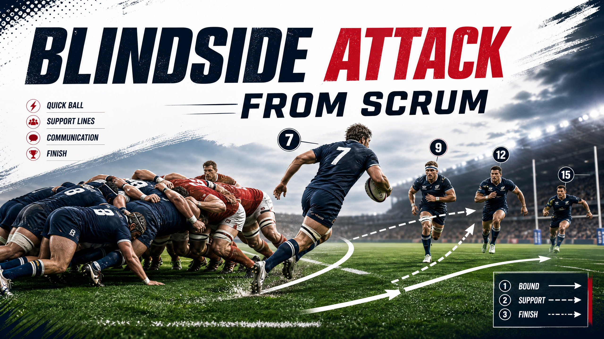 Blindside Strike: Number 8 Pick & Go with Flat Support