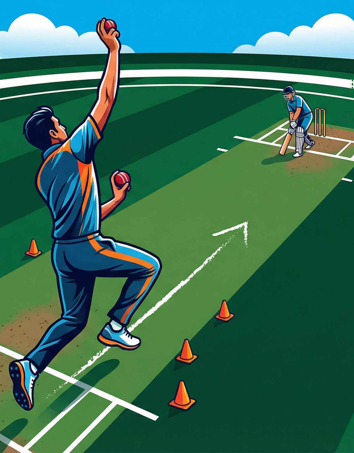 The Perfect Path: Fast Bowling Run-Up Alignment Drill