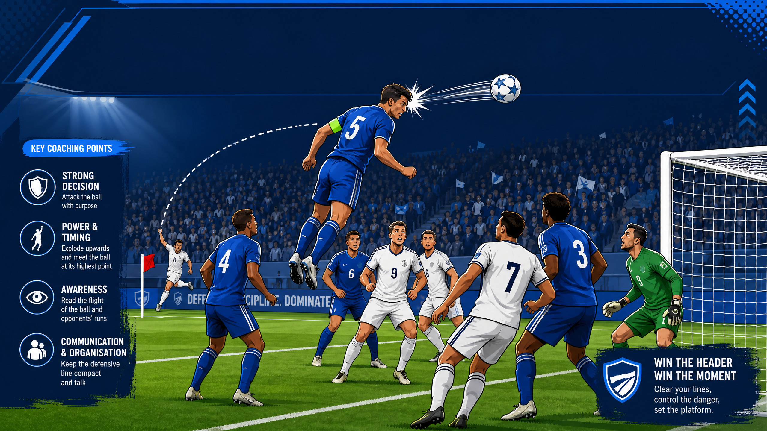 Defensive Heading and Clearing: Dominating the Aerial Battle