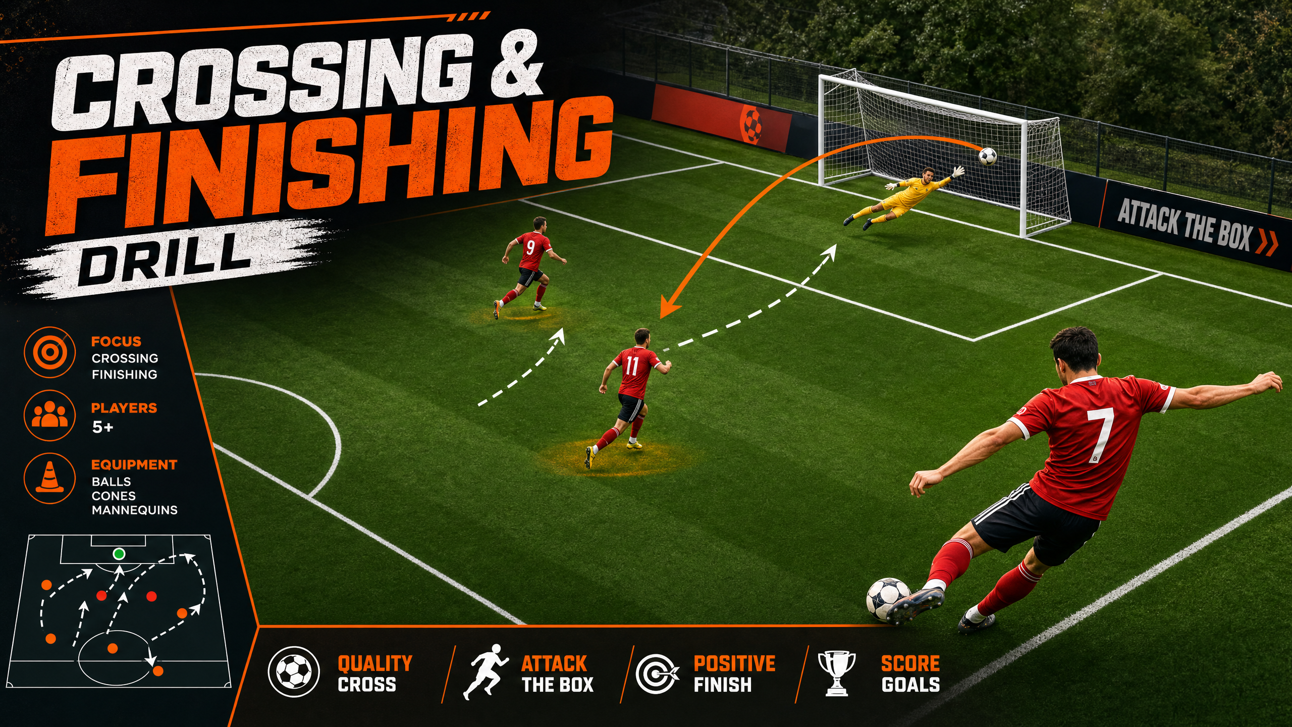 Dynamic Crossing and Finishing Drill: Mastering the Final Third