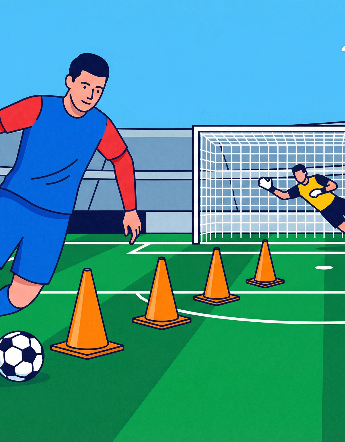 Elite Slalom: Dribbling Through Cones with Finishing