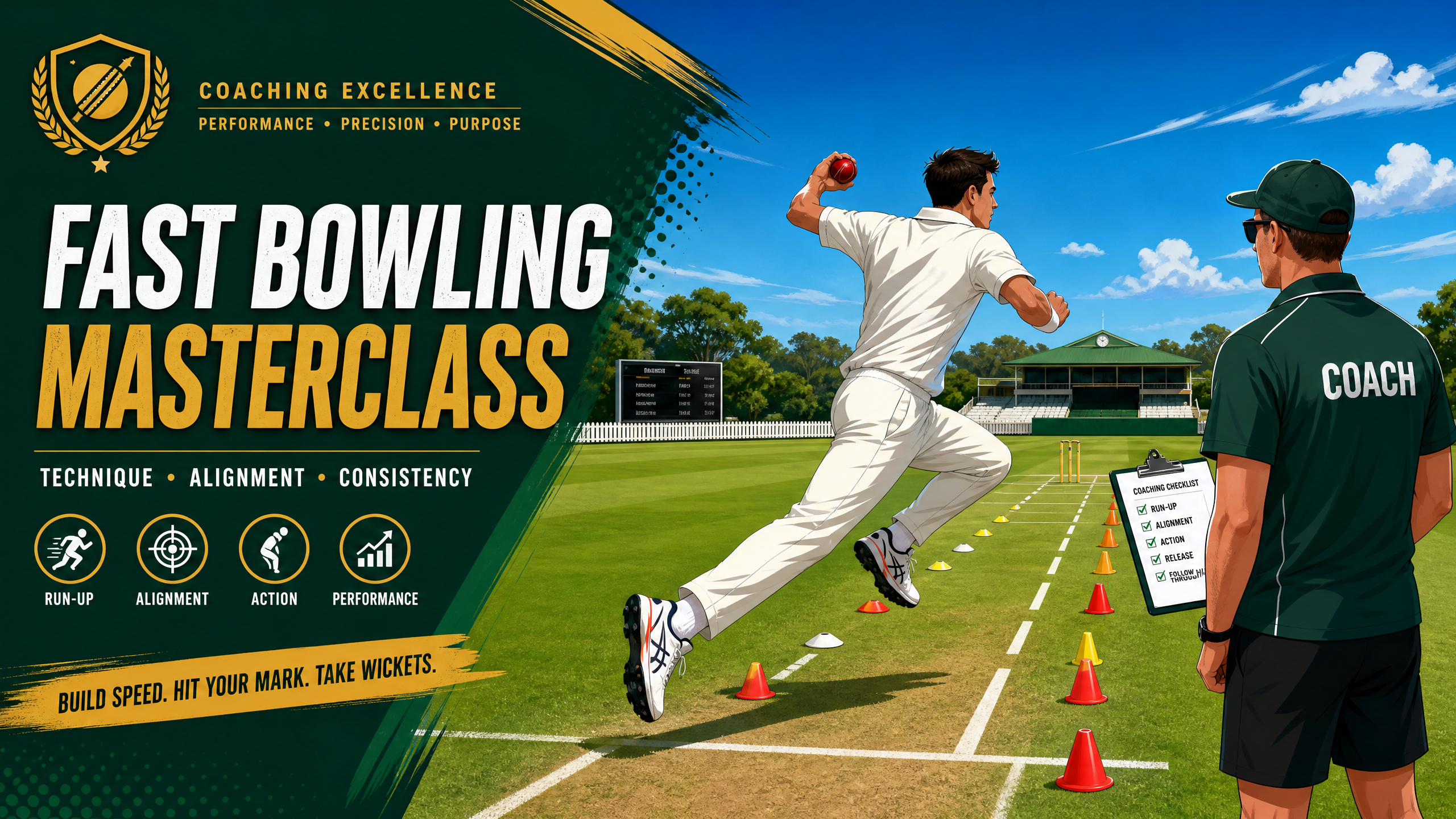 Fast Bowler's Run-Up Alignment Channel Drill