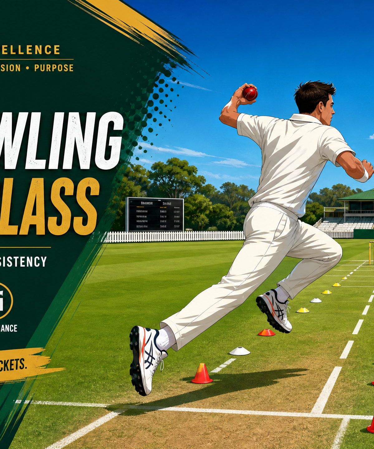 Fast Bowler's Run-Up Alignment Channel Drill