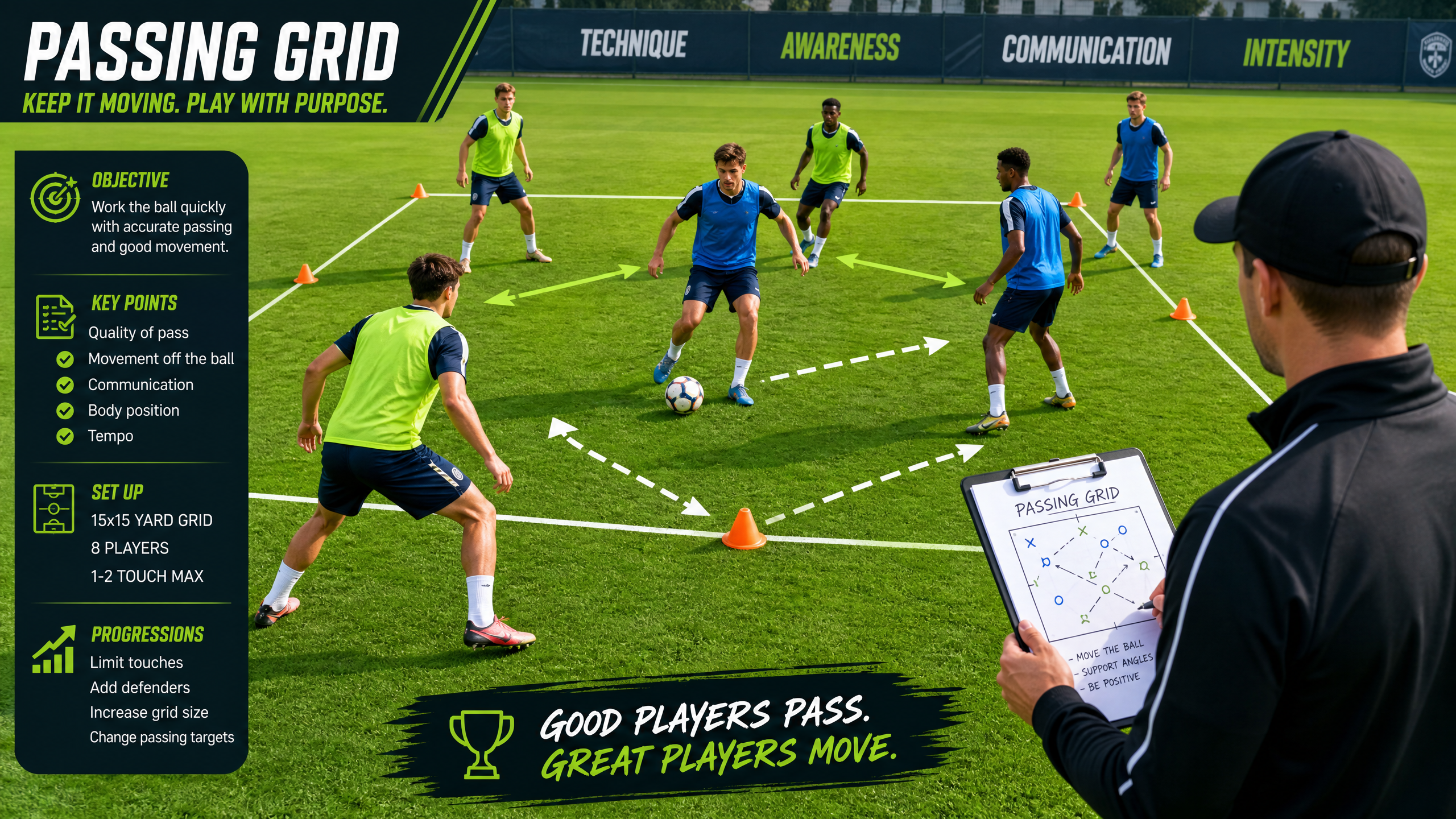 4v2 Rondo Passing & Possession: Play Through the Press