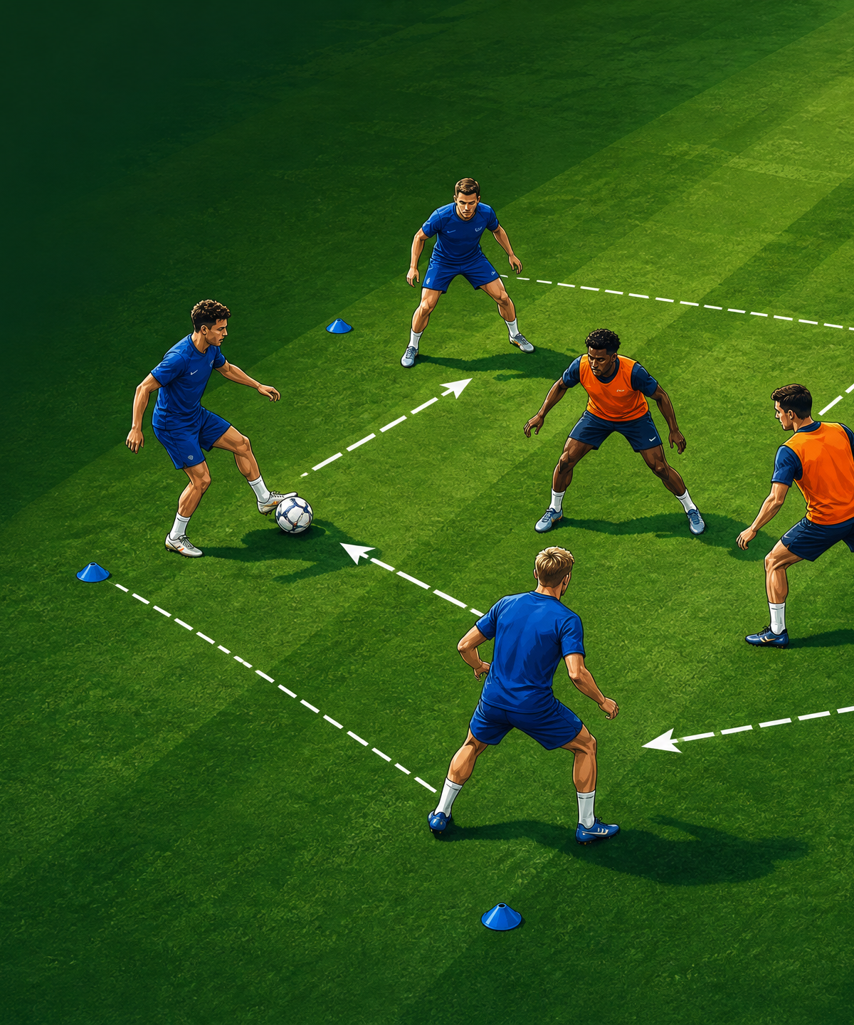 6v2 Rondo Passing and Possession Drill: Receive, Fix and Play Away