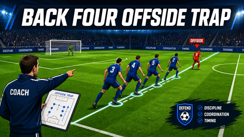 Mastering the Back-Four Offside Trap: Synchronization and Timing