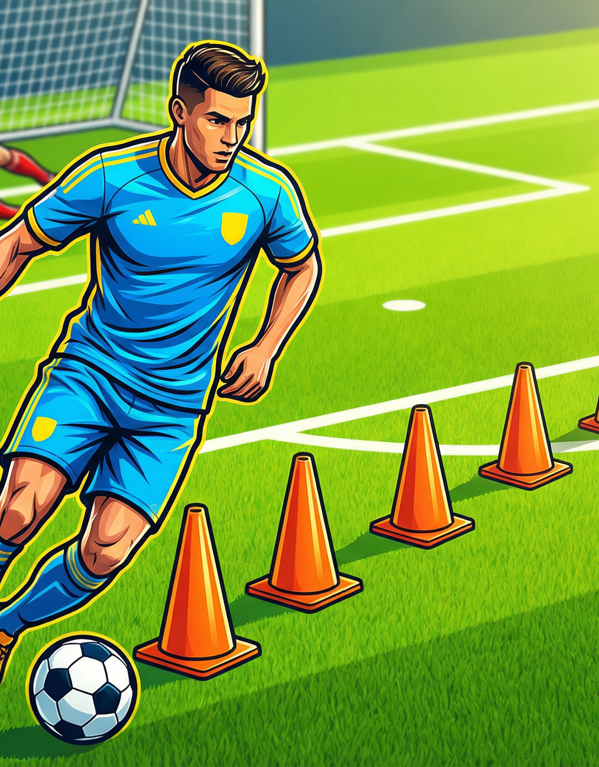 Master the Attack: Dribbling Through Cones & Finishing Drill