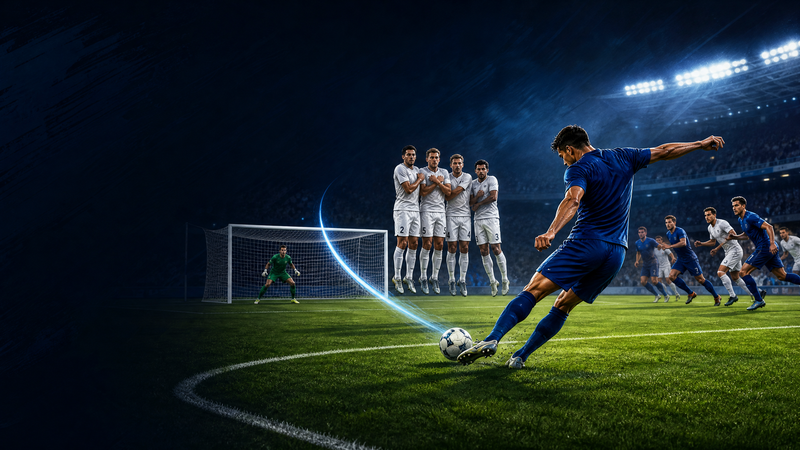 Far-Post Free Kick: Wall, Screen and Curled Delivery