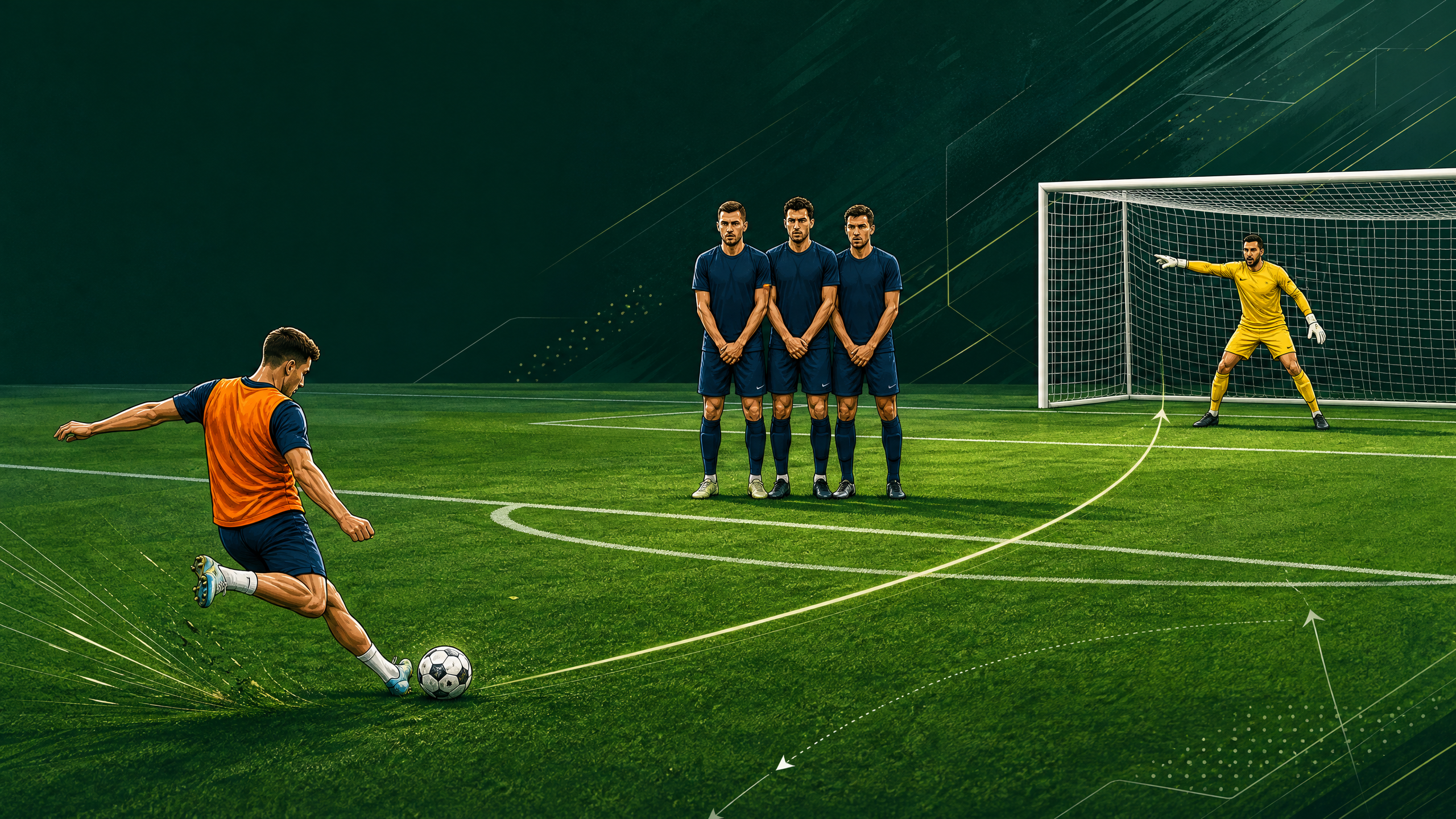 Football Free Kick Wall Manipulation and Far-Post Delivery Play