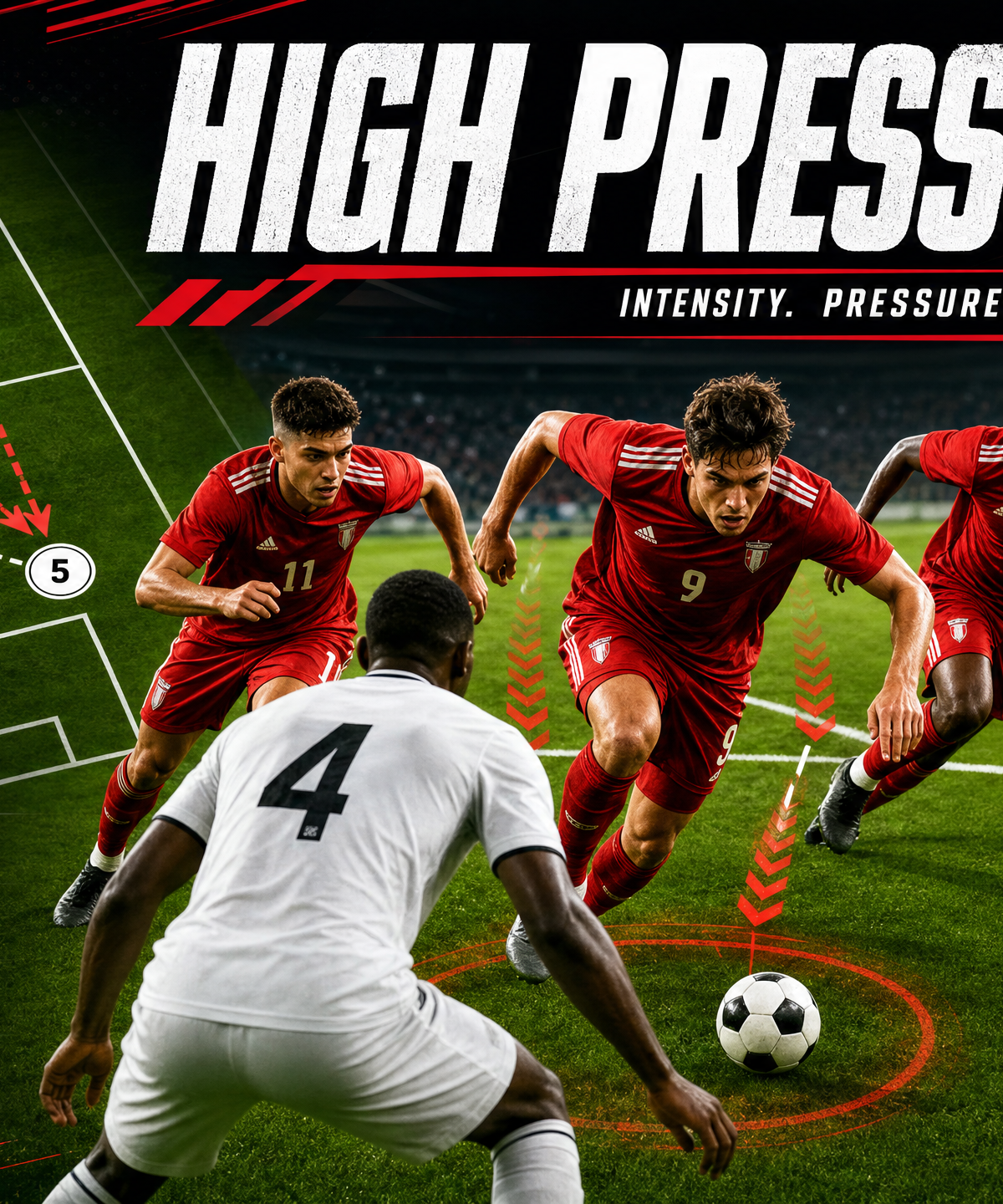 High Press Play from Front Three: Forcing Wide Turnovers
