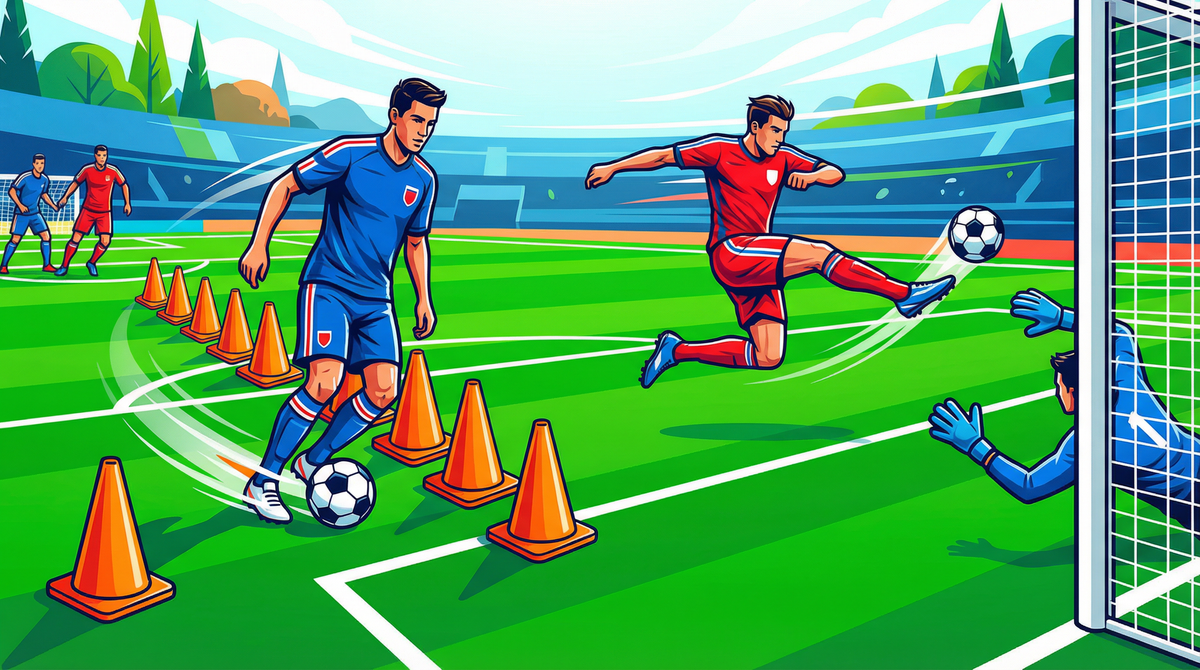 Slalom Dribble & Finish: Cone Weave Shooting Drill
