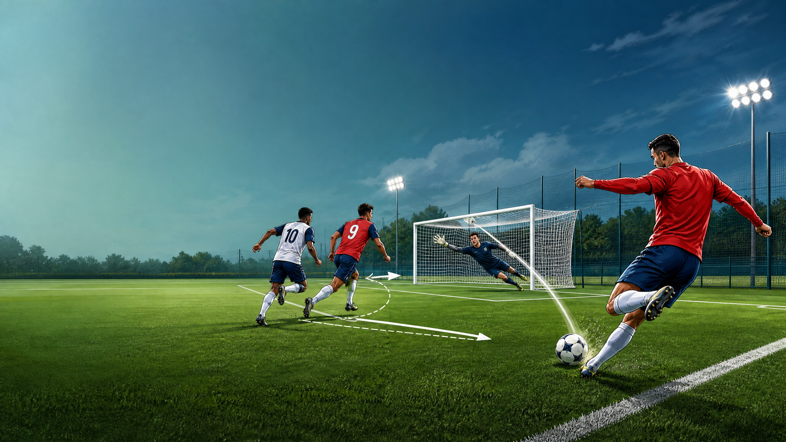 Three-Lane Crossing & Finishing: Wide Release to Goal