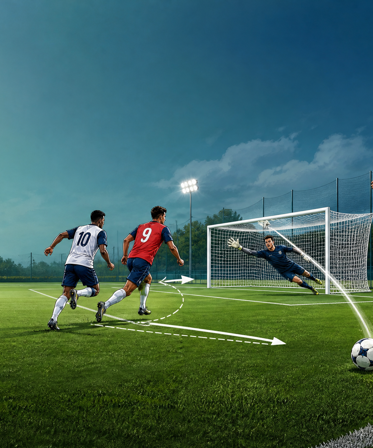 Three-Lane Crossing & Finishing: Wide Release to Goal