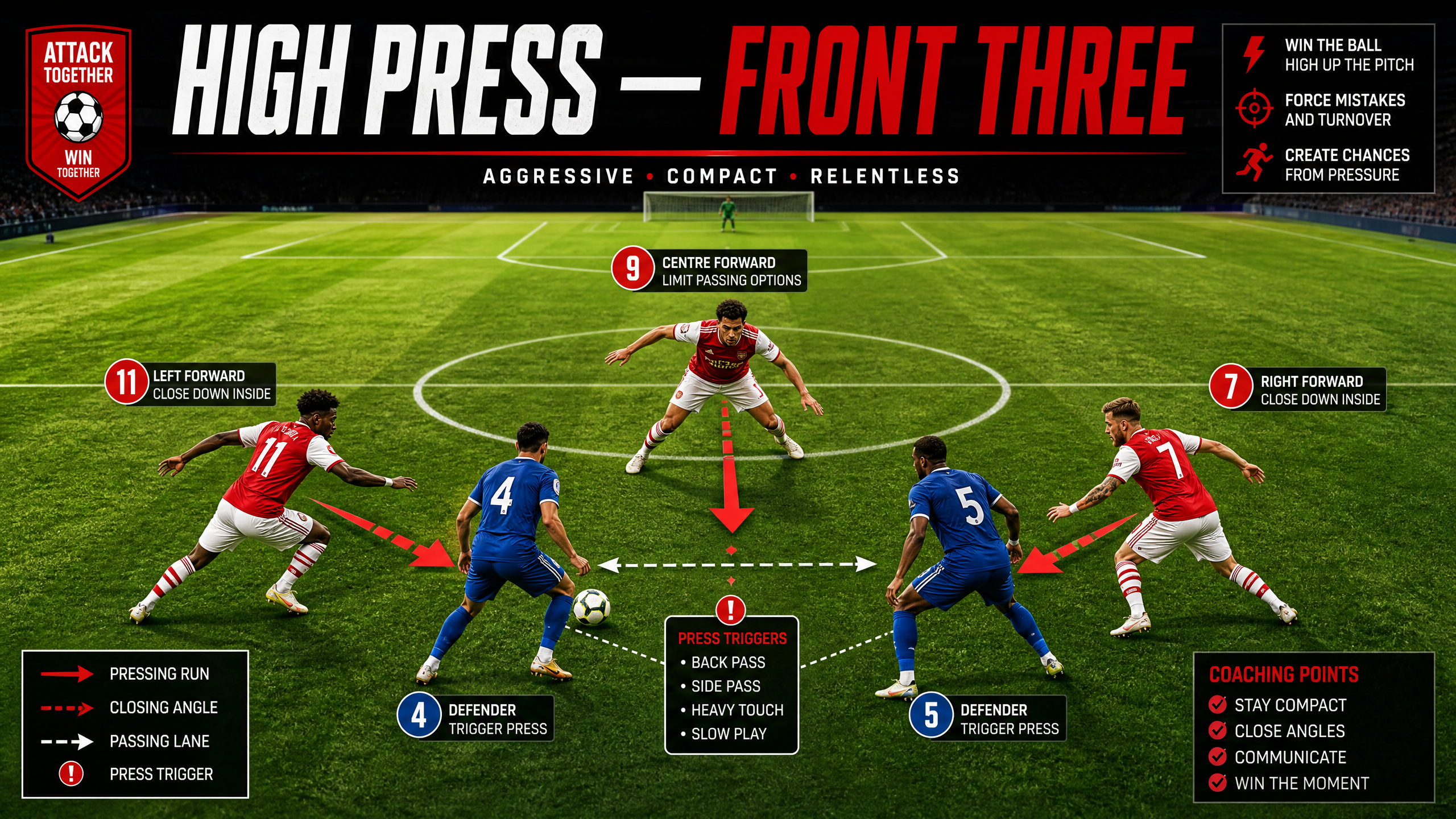 Mastering the High Press: Front Three Coordination