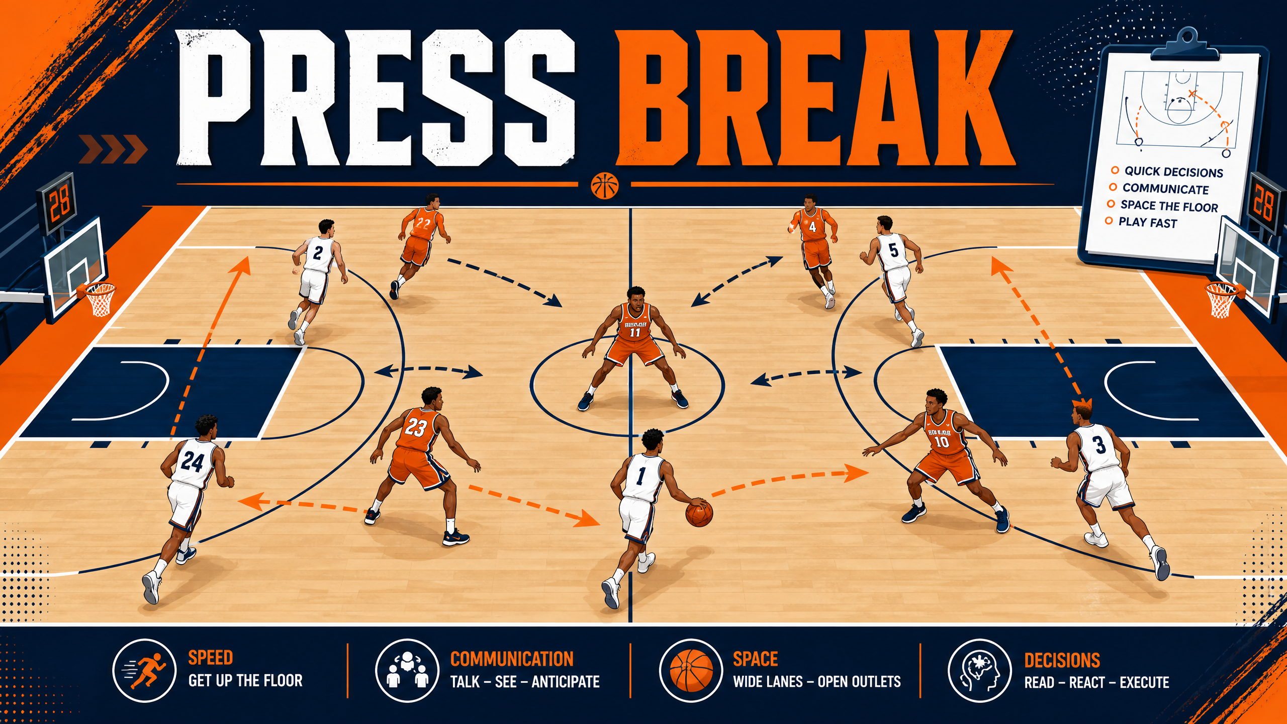 The 'Middle Outlet' Press Break: Beating Full-Court Pressure