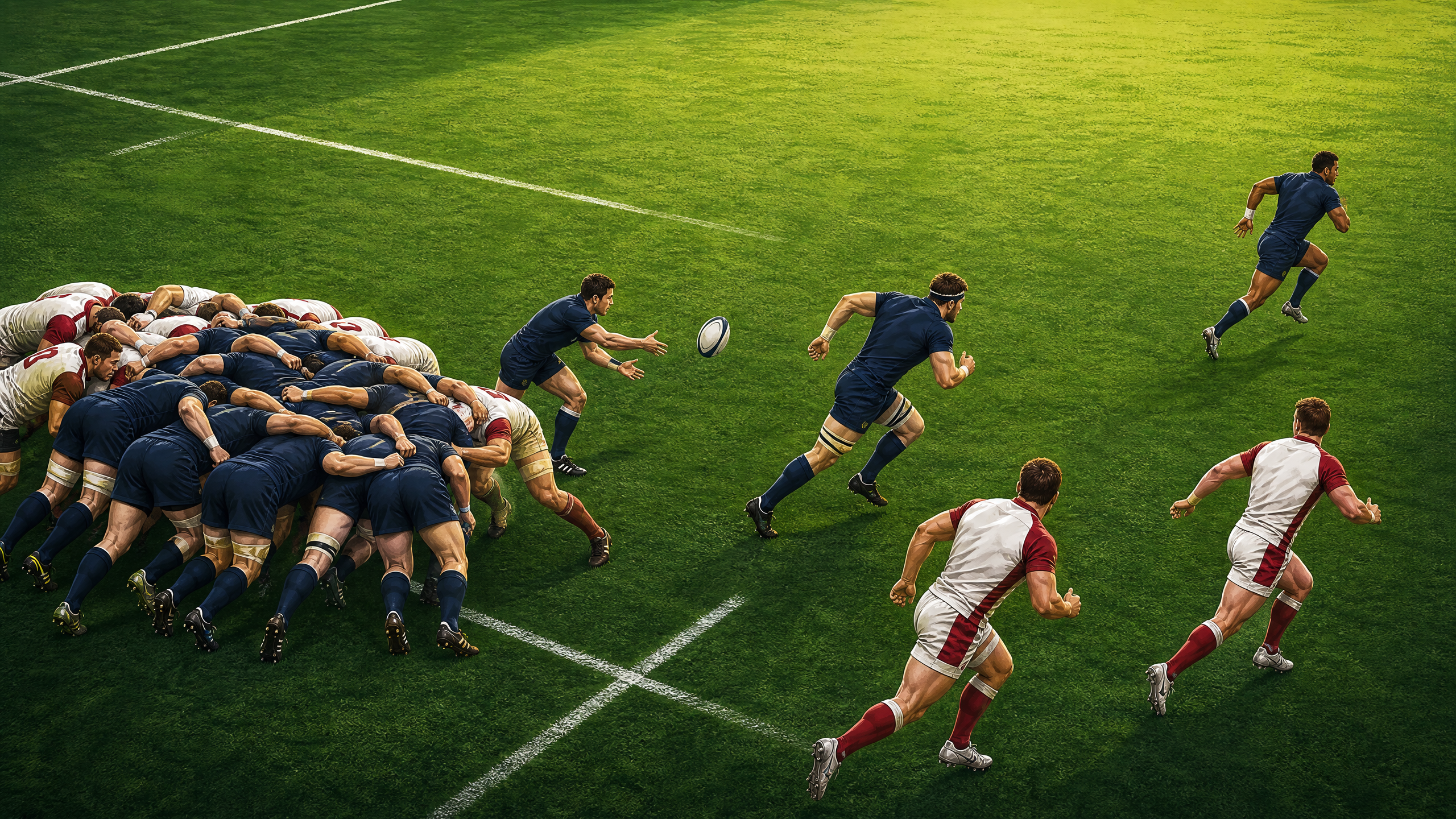 Rugby Union Scrum Blindside Attack: 6-Peel to Wing Finish