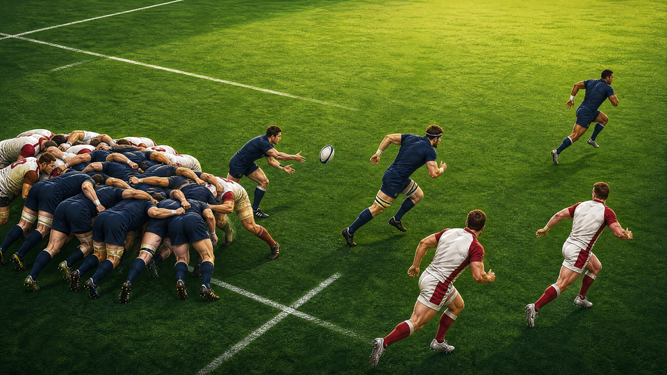 Rugby Union Scrum Blindside Attack: 6-Peel to Wing Finish