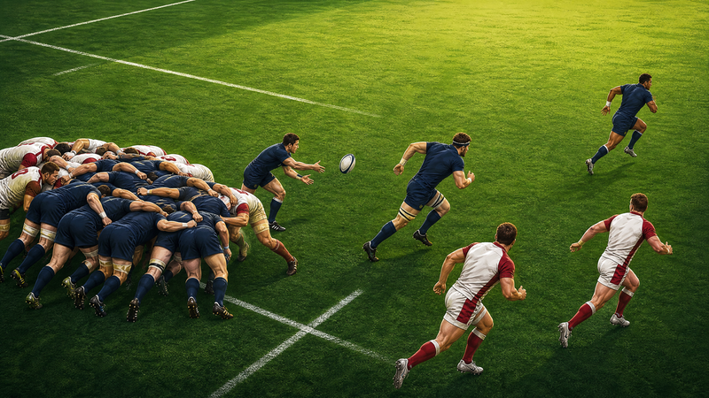 Rugby Union Scrum Blindside Attack: 6-Peel to Wing Finish