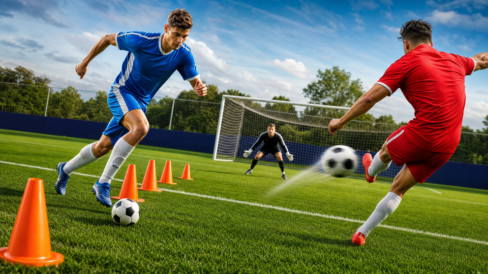 Slalom Dribble and Finish: Elite Close Control & Striking